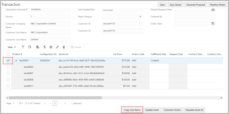 Copy Transaction Lines