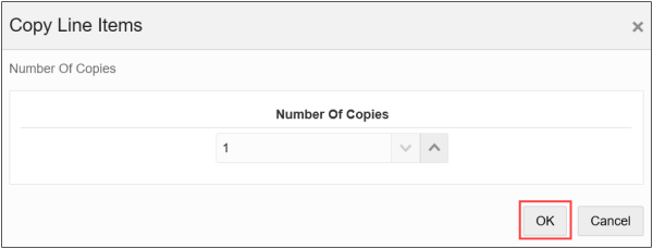 Copy Line Items dialog box