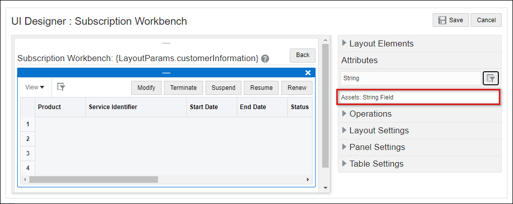 Deployed custom asset attribute displays among the list of attributes in UI Designer