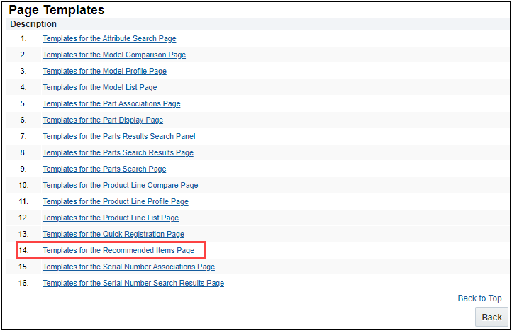 Page Templates - Templates for the Recommended Items Page