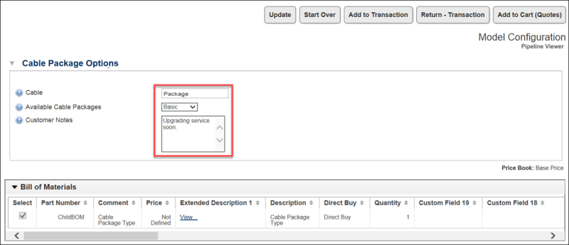 Model Configuration launched from internal URL