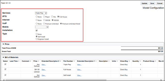 Model Configuration for reconfiguration