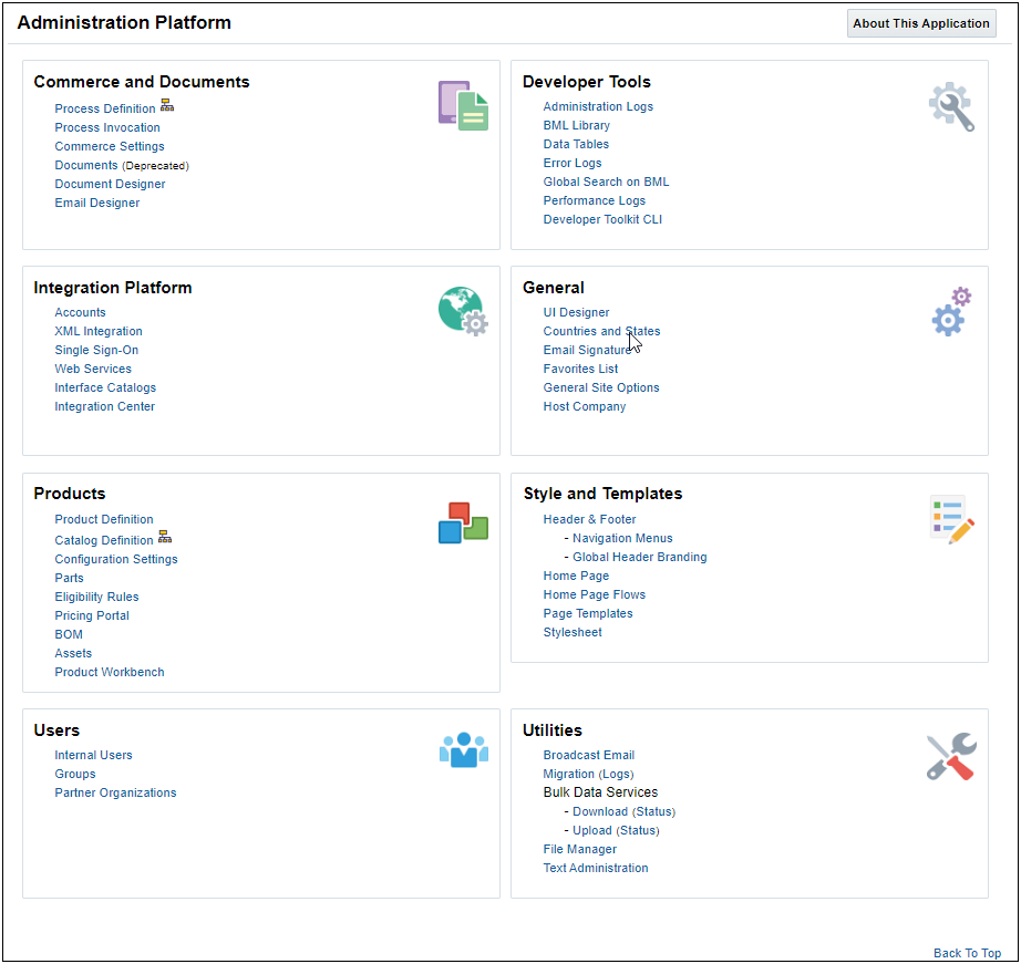 Administration Platform page