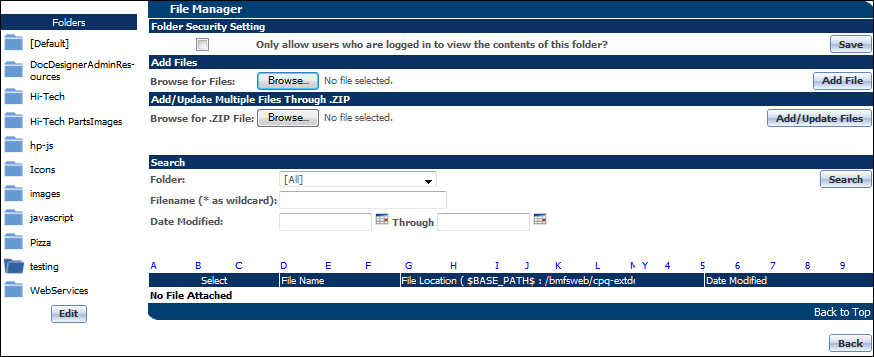 File Manager page