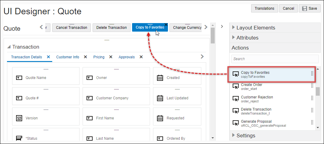 Add Transaction UI Add to Favorites button