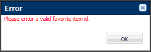 Invalid favorite item id error message