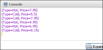 BMQL 'distinct' output example