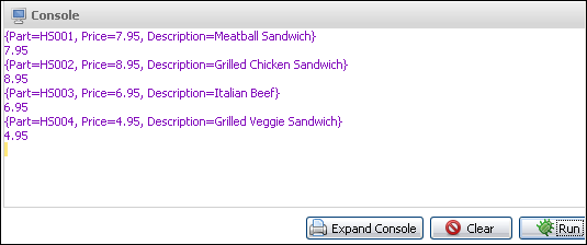 BMQL 'get' output example