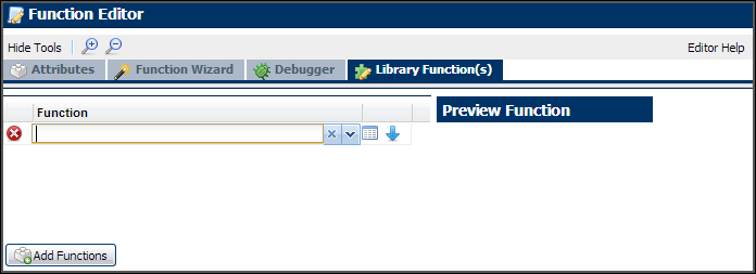 Library Functions - Function drop-down