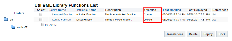 Override "Create" link