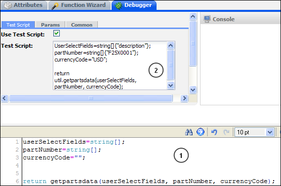 Test script debugger steps