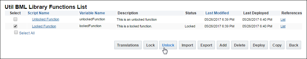 Seelct and unlock util function