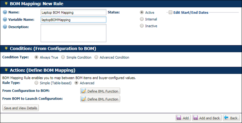 Advanced BML-Based BOM Mapping Rule