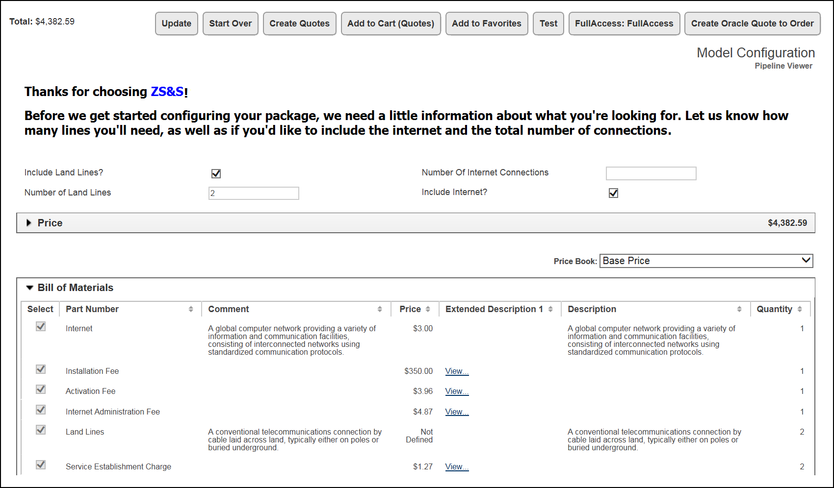 Bill of Materials Panel - Desktop Layout