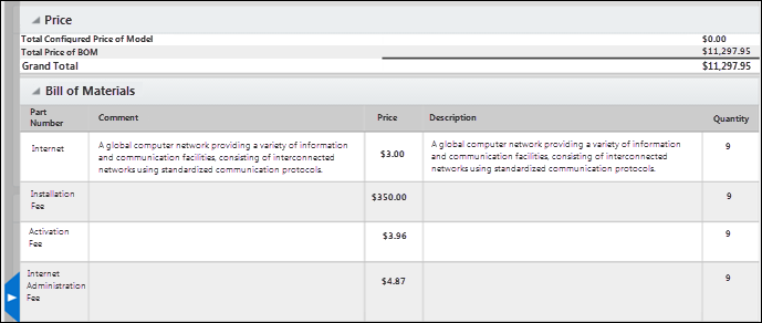 Bill of Materials Panel - Mobile Layout