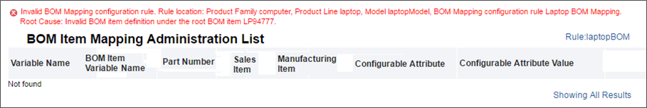 More than one root BOM item under a single BOM mapping rule error