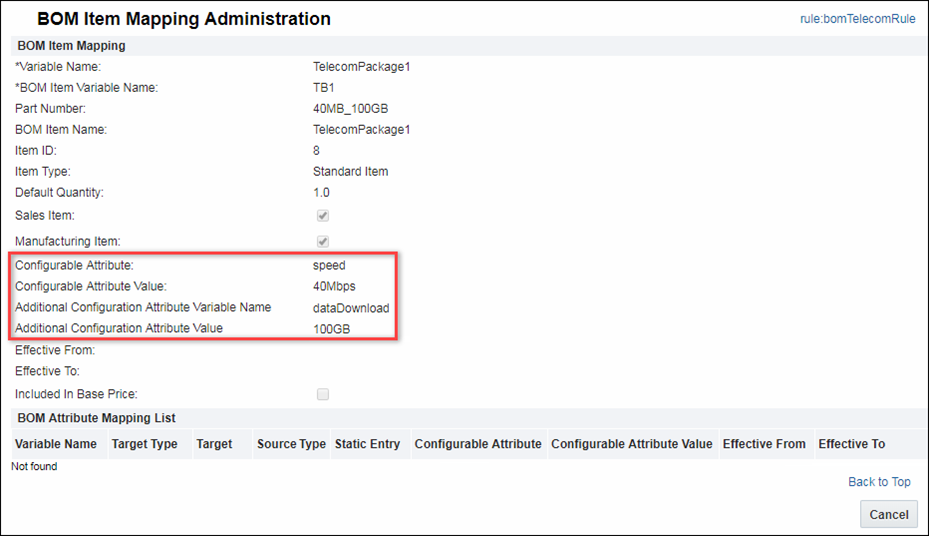 Configurable Attribute on the BOM Mapping Administration page