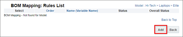 Add new Configuration BOM Mapping rule