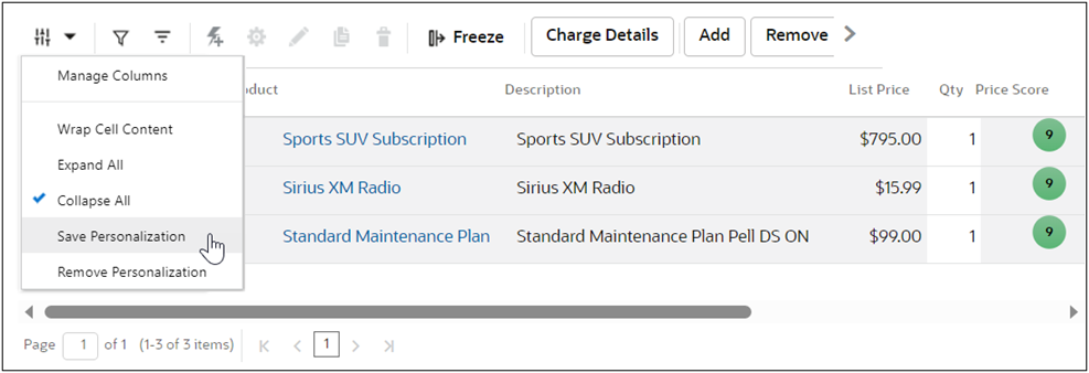 Save Line Item Grid Personalization