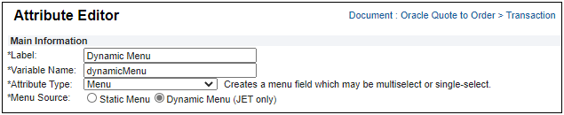 Attribute Editor with Menu Attribute Type