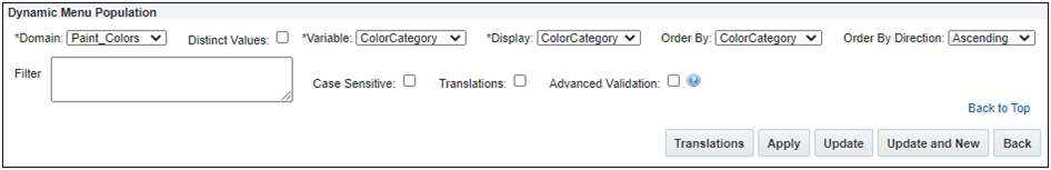 Dynamic Menu Population