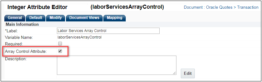 Array Control Attribute option for Integer Attribute