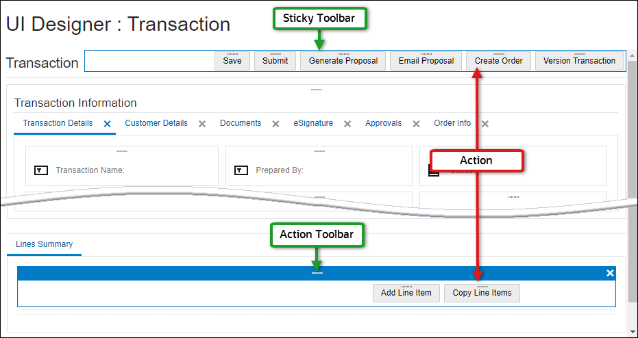 Action toolbars