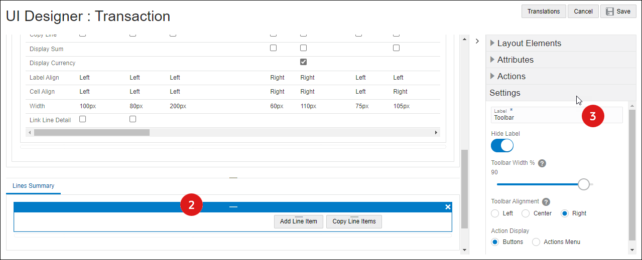 JET toolbar settings