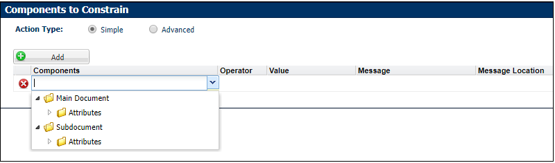Select components to constrain