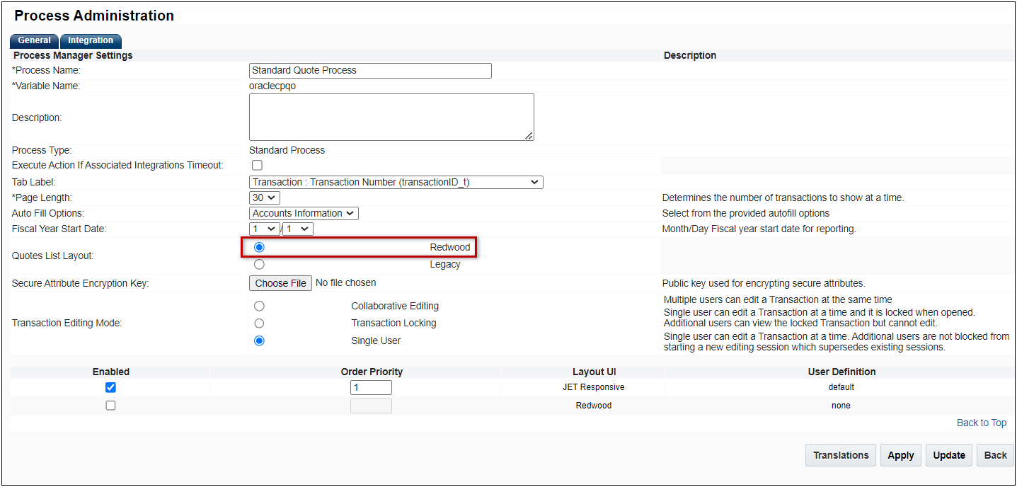 Select Redwood option