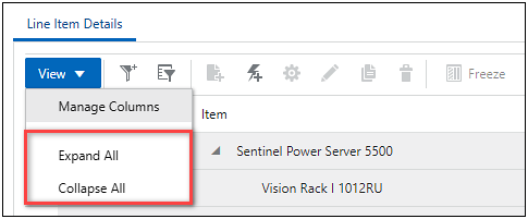 Expand and Collapse All Models in the Line Item Grid