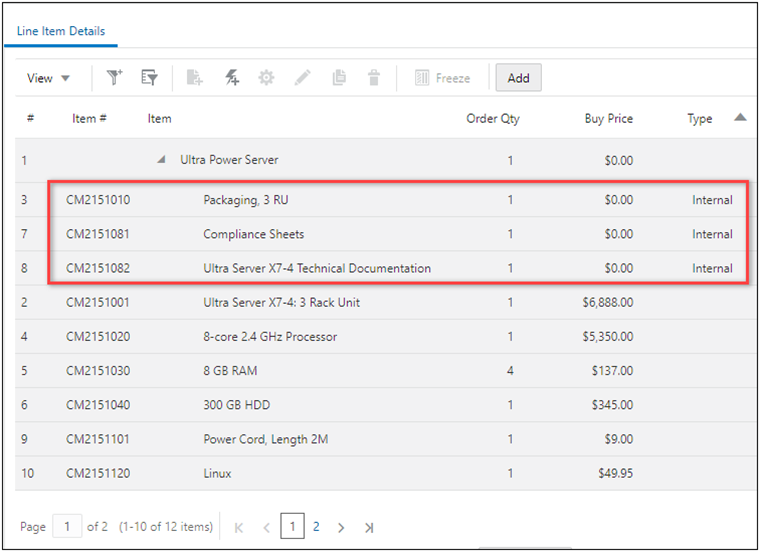 Buyside items not filtered example