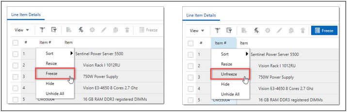 Enhanced Context Menu Actions for Line Item Grid Columns