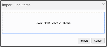 Import line items dialog
