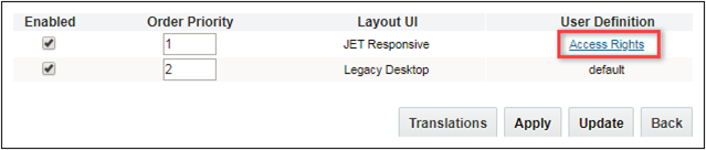 JET Responsive layout -  Access Rights 