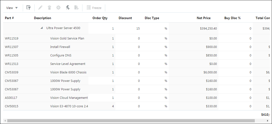 User Side Line Item Grid 