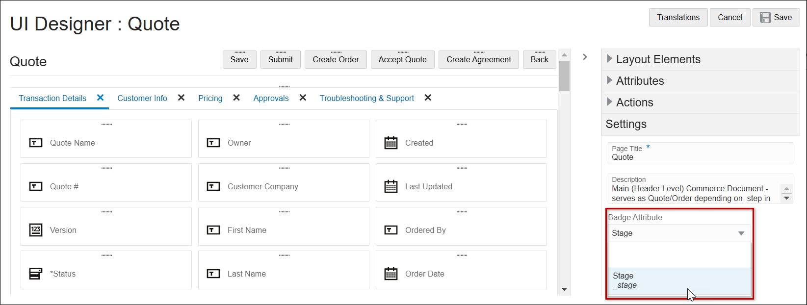 Layout Editor Badge Attribute