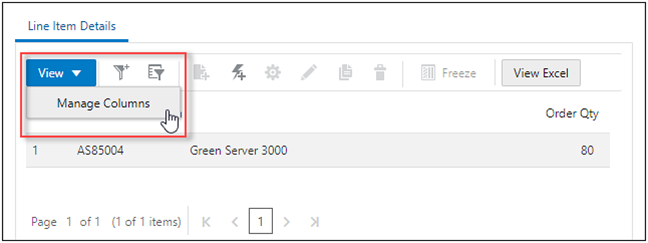 Manage Viewed Columns for JET Transaction UI Tables