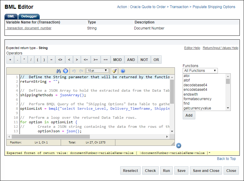 Enter Script into BML Editor