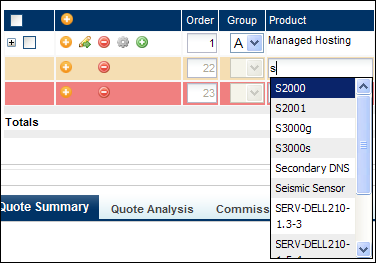 Type to filter and select Product