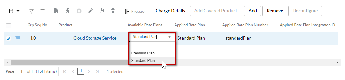 Applied Rate Plan Selection