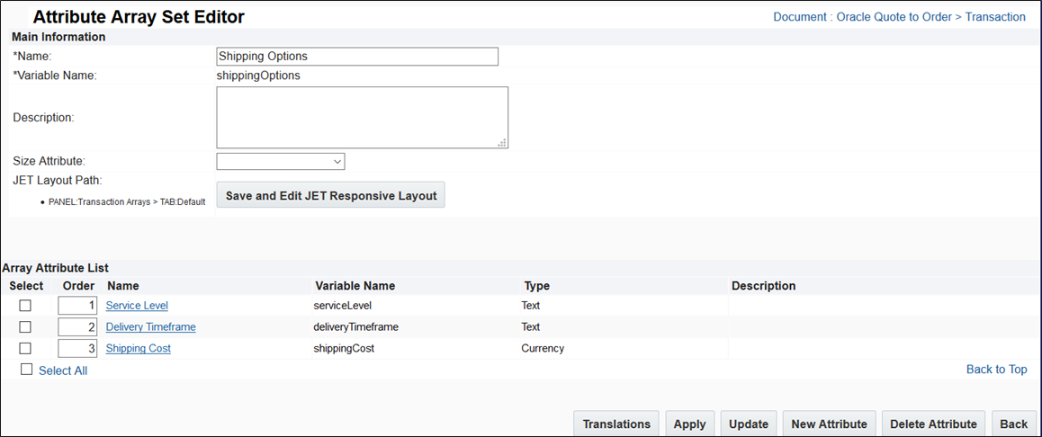 Attribute Array Set Editor