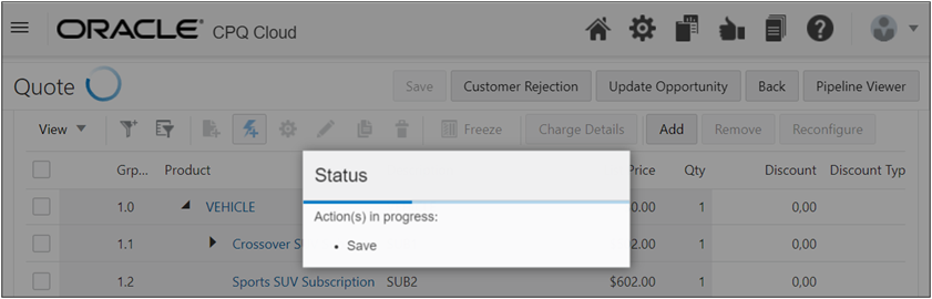 Transaction UI status dialog