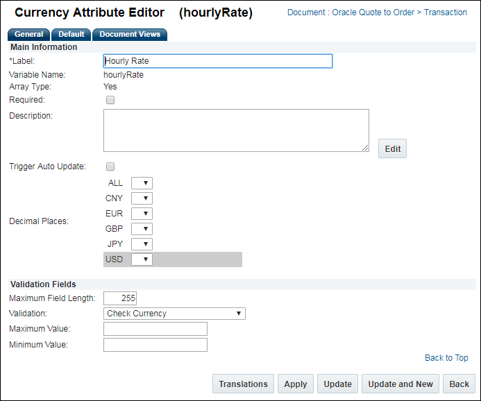 Currency Attribute Editor