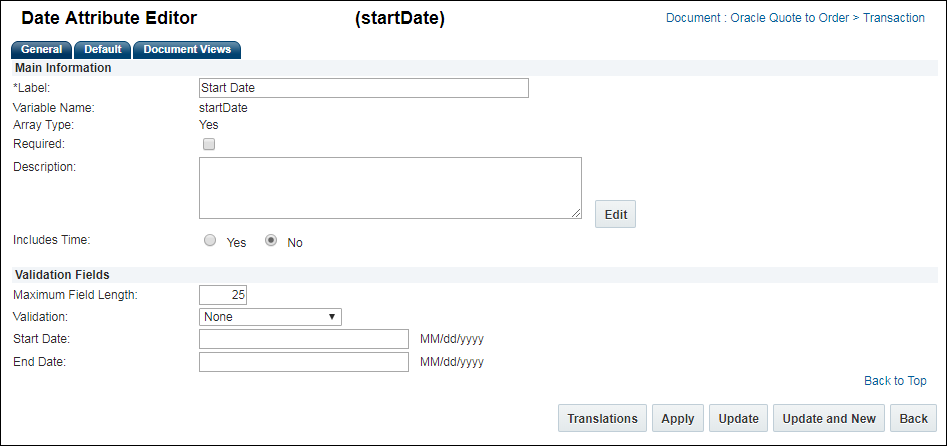 Date Attribute Editor