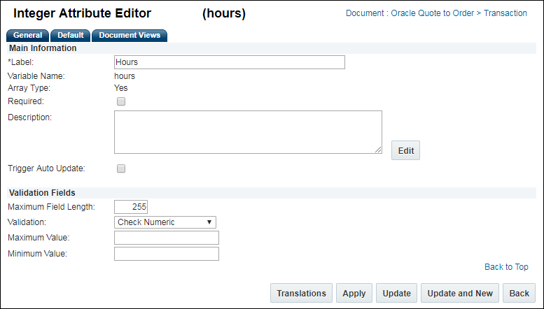 Integer Attribute Editor