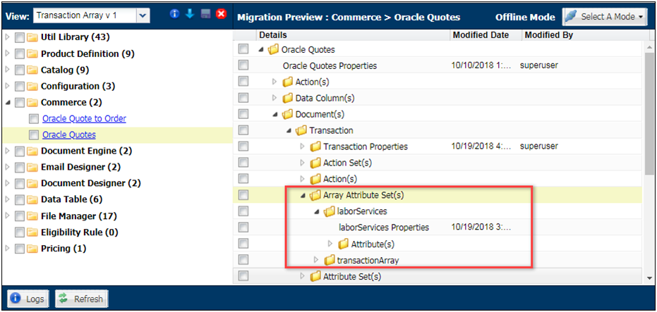 Migrate Transaction Array