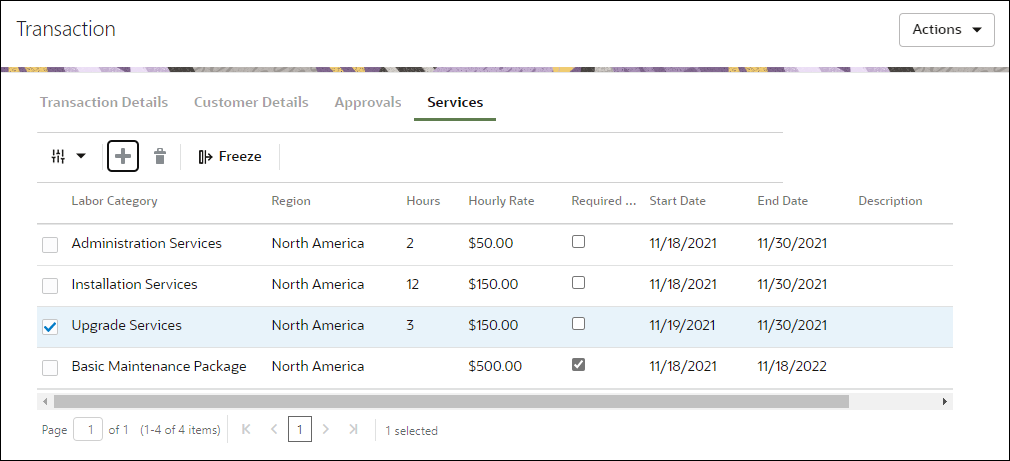 User side transaction with a Transaction Array