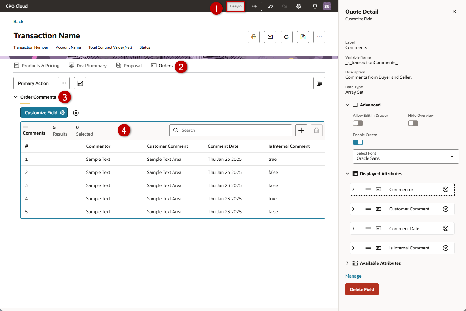 Access Customize 'Array Set' Field