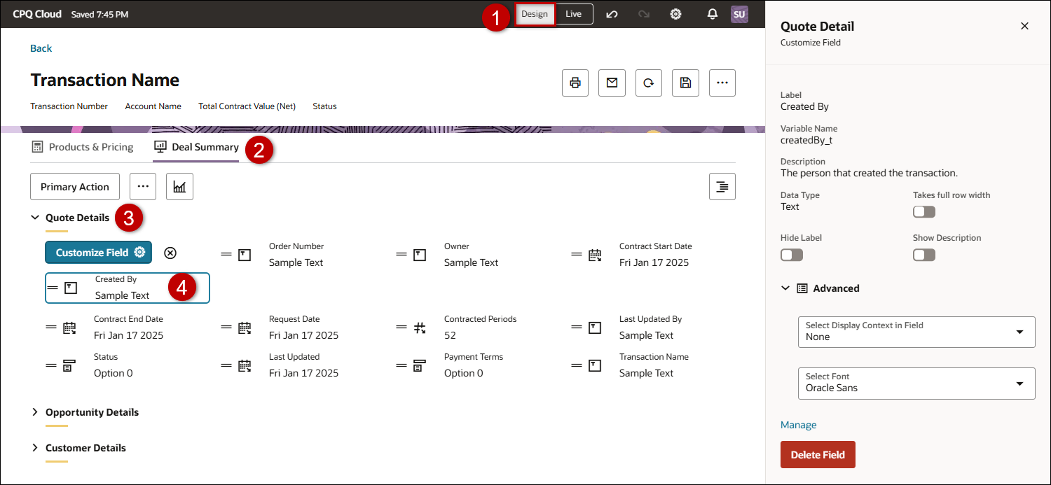 Customize Field